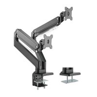Brateck Dual Monitors Aluminum Heavy-Duty Gas Spring Monitor Arm Fit Most 17Â-35 Monitors Up to 15kg per screen VESA 75x75 100x100