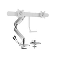 Brateck LDT81-C022UC-W NOTEWORTHY GAS SPRING DUAL MONITOR ARM WITH USB-A USB-C PORTS Fit Most 17 inch-32 inch Monitor Fine Texture White(new)