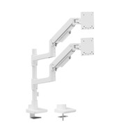 Brateck LDT81-C024P-W NOTEWORTHY POLE-MOUNTED HEAVY-DUTY GAS SPRING DUAL MONITOR ARM Fit Most 17 inch-49 inch Monitor Fine Texture White(new)