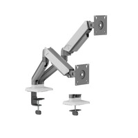 Brateck LDT88-C024 DUAL SCREEN RUGGED MECHANICAL SPRING MONITOR ARM For most 17 inch~32 inch Monitors Space Grey  White (New)