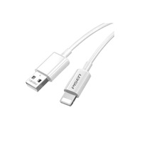 Pisen Lightning to USB-A Cable (1M) White - Support Safe Charge 2.4A Stretch-Resistant Reinforced Durable Apple iPhone iPad MacBook