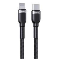 Pisen Braided Lightning to USB-C PD Fast Charge Cable (2M) Black-Supports 3AReinforced Wire Treatment for Damage ResistanceApple iPhone iPad MacBook