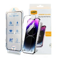 USP Apple iPhone 16   iPhone 15 Tempered Glass Screen Protector : Full Coverage, Easy Align Dust-free Tray, 9H Hardness, Bubble-Free, Crystal Clear