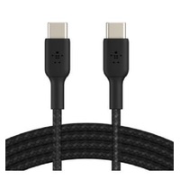 Belkin BoostCharge Braided USB-C to USB-C Cable (2m 6.6ft) - Black (CAB014bt2MBK)100W480Mbps30K bendSamsung GalaxyiPadMacBookGoogleOPPONokia