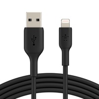 Belkin BoostCharge Lightning to USB-A Cable (2m 6.6ft) - Black (CAA001bt2MBK) 480Mbps 8K bend Apple iPhone   iPad   Macbook 2YR