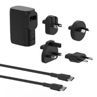 Belkin BoostCharge Hybrid Dual Port Wall Charger 25W  Power Bank 5K  Travel Adapter Kit - Black (BPZ003bt1MBK-B6)1x USB-C and 1x USB-ATravel Ready