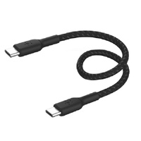 Belkin BoostCharge Braided USB-C to USB-C Cable (0.15M) - Black (CAB004bt0MBK), 60W, 480Mbps, 30K bend, 2 Year Warranty