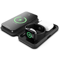 Cygnett MagTravel 15W 3-in-1 Wireless Charger - BlacK (CY4530WIRDE),MagSafe  Qi2 Compatible,1M USB-C Cable, Perfect for Travel, 2 Years Warranty