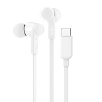 Belkin SoundForm Headphones With USB-C Connector (USB-C Headphones) - White (G3H0002fqWHV2), Sweat and Splash Resistance, Built-In Microphone, 2YR