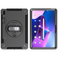 Generic Rugged Lenovo Tab M10 Plus (10.6 inch) (3rd Gen) Case  Screen Protector Black - Built-in-Kickstand Adjustable Hand Strap