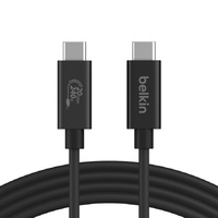 Belkin Connect USB4 Cable, 240W 20Gbps 2m, Black - (INZ004BT2MBK), Thunderbolt 4,Thunderbolt 3, USB 3.2, USB 3.0, USB 2.0 Devices Up To 20 Gbps Speed