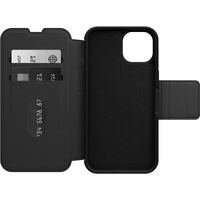 OtterBox Strada Apple iPhone 14 Case Black - (77-89660) DROP 3X Military Standard Leather Folio Cover Card Holder Raised Edges Soft Touch