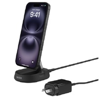 Belkin BoostCharge Pro Convertable Magnetic Wireless Charging Stand with Qi2 15W, Black(WIA008auBK), 20W Power Supply With USB - C Cable