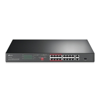 TP-Link TL-SL1218P 16-Port 10 100 Mbps  2-Port Gigabit Rackmount Switch with 16-Port PoE Up to 150W for all PoE ports Up to 30W for each PoE port