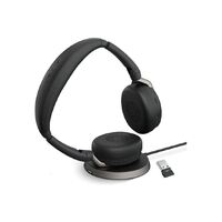 Jabra Evolve2 65 Flex MS Stereo Bluetooth Headset Link380c USB-C Dongle  Wireless Charging Stand Included Foldable Design 2Yr Warranty