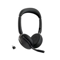 Jabra Evolve2 65 Flex MS Stereo Bluetooth Headset Link380c USB-C Dongle Included Foldable Design 2Yr Warranty