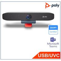 PROMO Poly Studio P15 Personal Video Conference Bar 4K Resolution Clear Audio NoiseBlock AI Acoustic Fence technology integrated privacy shutte