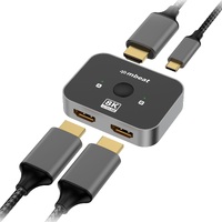 mbeat 8K Bi-directional HDMI 2.1 Switch 2 In 1 Out 1 In 2 Out  8K 60Hz resolution plug-and-play convenience  USB-C power input
