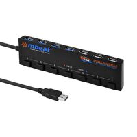 mbeat 7-Port USB 3.0  USB 2.0 Powered Hub Manager with Switches - 4x USB 3.0 with 5Gbps 3x USB 2.0 with 2.4Ghz(480Mbps) Super Fast Hub Manager
