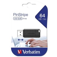 Verbatim Store inchn inchGo Pinstripe USB Drive 64GB (Black) 2 Years Limited Warranty