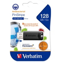 Verbatim 128GB Antibacterial Pinstripe USB 3.0 Drive (with Microban) Black